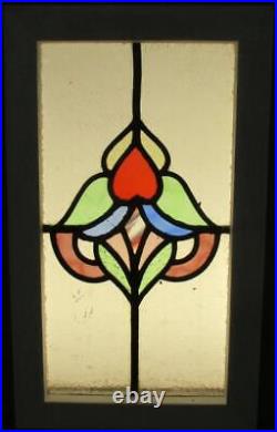 OLD ENGLISH LEADED STAINED GLASS WINDOW Pretty Abstract 11.5 x 19.5