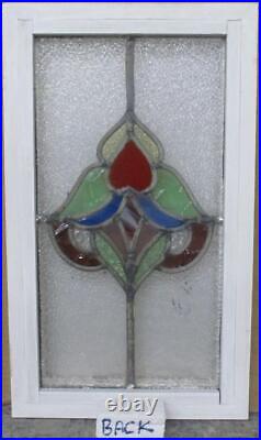 OLD ENGLISH LEADED STAINED GLASS WINDOW Pretty Abstract 11.5 x 19.5