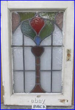 OLD ENGLISH LEADED STAINED GLASS WINDOW Pretty Abstract 14.25 x 21.25