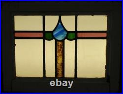 OLD ENGLISH LEADED STAINED GLASS WINDOW Pretty Abstract 20.25 x 16