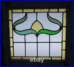 OLD ENGLISH LEADED STAINED GLASS WINDOW Pretty Abstract 20.25 x 19