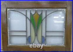OLD ENGLISH LEADED STAINED GLASS WINDOW Pretty Abstract 20 x 14.5