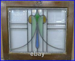 OLD ENGLISH LEADED STAINED GLASS WINDOW Pretty Abstract 20 x 16.75