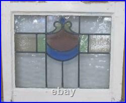 OLD ENGLISH LEADED STAINED GLASS WINDOW Pretty Abstract 21 x 17.75