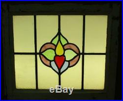 OLD ENGLISH LEADED STAINED GLASS WINDOW Pretty Abstract 21 x 18