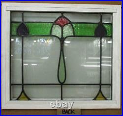 OLD ENGLISH LEADED STAINED GLASS WINDOW Pretty Abstract Design 21.25 x 18.75