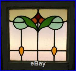 OLD ENGLISH LEADED STAINED GLASS WINDOW Pretty Abstract Drops 19.25 x 18