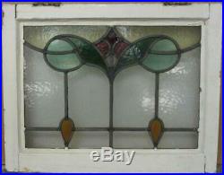 OLD ENGLISH LEADED STAINED GLASS WINDOW Pretty Abstract Drops 21 x 16.25