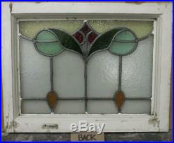 OLD ENGLISH LEADED STAINED GLASS WINDOW Pretty Abstract Drops 21 x 16.25