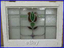 OLD ENGLISH LEADED STAINED GLASS WINDOW Pretty Abstract Floral 21 x 16.25