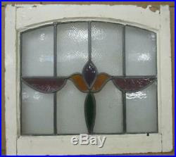 OLD ENGLISH LEADED STAINED GLASS WINDOW Pretty Arch Tulip Design 23 x 20.75