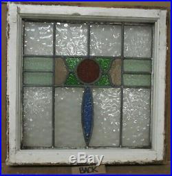 OLD ENGLISH LEADED STAINED GLASS WINDOW Pretty Circle & Drop 19.75 w x 20 h