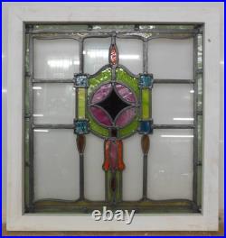 OLD ENGLISH LEADED STAINED GLASS WINDOW Pretty Colorful Abstract 20.75W x 22H