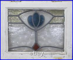 OLD ENGLISH LEADED STAINED GLASS WINDOW Pretty Floral 18.5 x 15