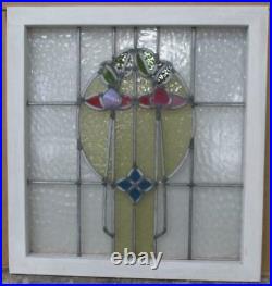 OLD ENGLISH LEADED STAINED GLASS WINDOW Pretty Floral 20.75 x 21.75