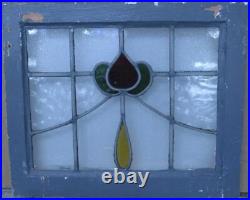 OLD ENGLISH LEADED STAINED GLASS WINDOW Pretty Floral 20 x 17