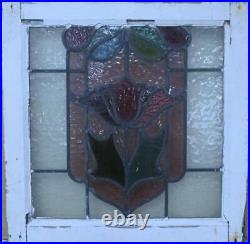 OLD ENGLISH LEADED STAINED GLASS WINDOW Pretty Floral 20 x 20