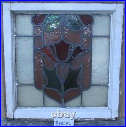 OLD ENGLISH LEADED STAINED GLASS WINDOW Pretty Floral 20 x 20