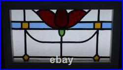OLD ENGLISH LEADED STAINED GLASS WINDOW Pretty Floral 21.75 x 12.75