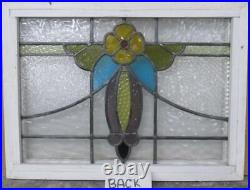 OLD ENGLISH LEADED STAINED GLASS WINDOW Pretty Floral 21.75 x 16.25