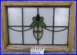 OLD ENGLISH LEADED STAINED GLASS WINDOW Pretty Floral 22.75 x 16.25