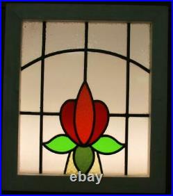 OLD ENGLISH LEADED STAINED GLASS WINDOW Pretty Floral Arch Design 17.5 x 20.25