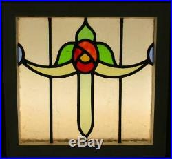 OLD ENGLISH LEADED STAINED GLASS WINDOW Pretty Floral Swag 18.25 x 17.25