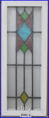 OLD ENGLISH LEADED STAINED GLASS WINDOW Pretty Geometric 11.5 x 29