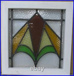 OLD ENGLISH LEADED STAINED GLASS WINDOW Pretty Geometric 14.75 x 15.75