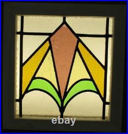 OLD ENGLISH LEADED STAINED GLASS WINDOW Pretty Geometric 14.75 x 15.75