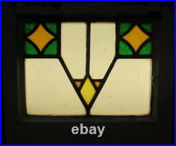 OLD ENGLISH LEADED STAINED GLASS WINDOW Pretty Geometric 15.5 x 13.25