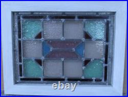 OLD ENGLISH LEADED STAINED GLASS WINDOW Pretty Geometric 17.75 x 13.75