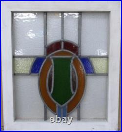 OLD ENGLISH LEADED STAINED GLASS WINDOW Pretty Geometric 17 x 19