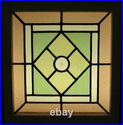 OLD ENGLISH LEADED STAINED GLASS WINDOW Pretty Geometric 19.5 x 20.25