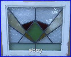 OLD ENGLISH LEADED STAINED GLASS WINDOW Pretty Geometric 20.25 x 17