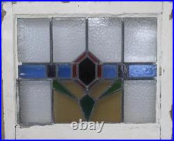 OLD ENGLISH LEADED STAINED GLASS WINDOW Pretty Geometric 21.5 x 17.75
