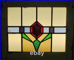 OLD ENGLISH LEADED STAINED GLASS WINDOW Pretty Geometric 21.5 x 17.75 OLD ENGLISH LEADED STAINED GLASS WINDOW Pretty Geometric 21.5 x 17.75