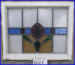 OLD ENGLISH LEADED STAINED GLASS WINDOW Pretty Geometric 21.5 x 17.75 OLD ENGLISH LEADED STAINED GLASS WINDOW Pretty Geometric 21.5 x 17.75