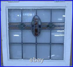 OLD ENGLISH LEADED STAINED GLASS WINDOW Pretty Geometric 21.5 x 20.5