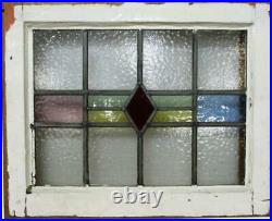 OLD ENGLISH LEADED STAINED GLASS WINDOW Pretty Geometric Stripe 21.5 x 17.25