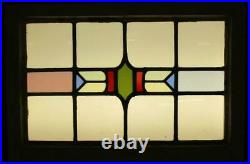 OLD ENGLISH LEADED STAINED GLASS WINDOW Pretty Geometric Stripe 25.5 x 17.25