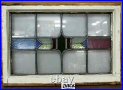 OLD ENGLISH LEADED STAINED GLASS WINDOW Pretty Geometric Stripe 25.5 x 17.25