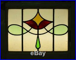OLD ENGLISH LEADED STAINED GLASS WINDOW Pretty Geometric Sweep 22 x 17.25
