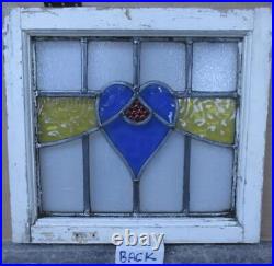 OLD ENGLISH LEADED STAINED GLASS WINDOW Pretty Heart 17.25 x 16.25
