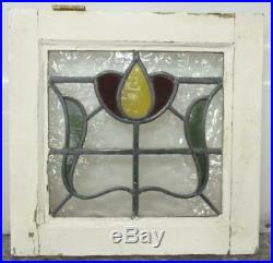 OLD ENGLISH LEADED STAINED GLASS WINDOW Pretty Little Floral 16.25 x 15.75