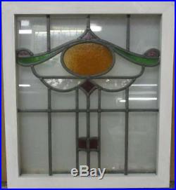 OLD ENGLISH LEADED STAINED GLASS WINDOW Pretty Oval Sweep Design 18.75 x 21