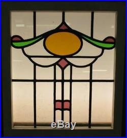 OLD ENGLISH LEADED STAINED GLASS WINDOW Pretty Oval Sweep Design 18.75 x 21