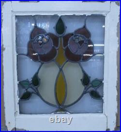 OLD ENGLISH LEADED STAINED GLASS WINDOW Pretty Rose 16.5 x 19