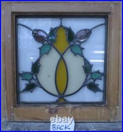 OLD ENGLISH LEADED STAINED GLASS WINDOW Pretty Rose Buds 16.25 x 17