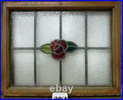 OLD ENGLISH LEADED STAINED GLASS WINDOW Pretty Simple Rose 22.5 x 18.5